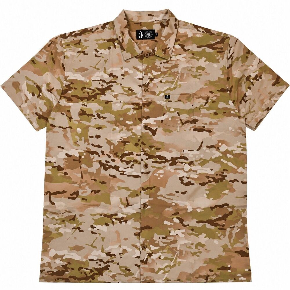 TACHUNTFISH MC Arid Mojito Camo Short Sleeve Button Down Shirt Mens 4XL NEW